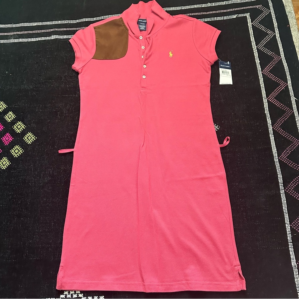 Pink Ralph Lauren dress with belt loop and brown detailing